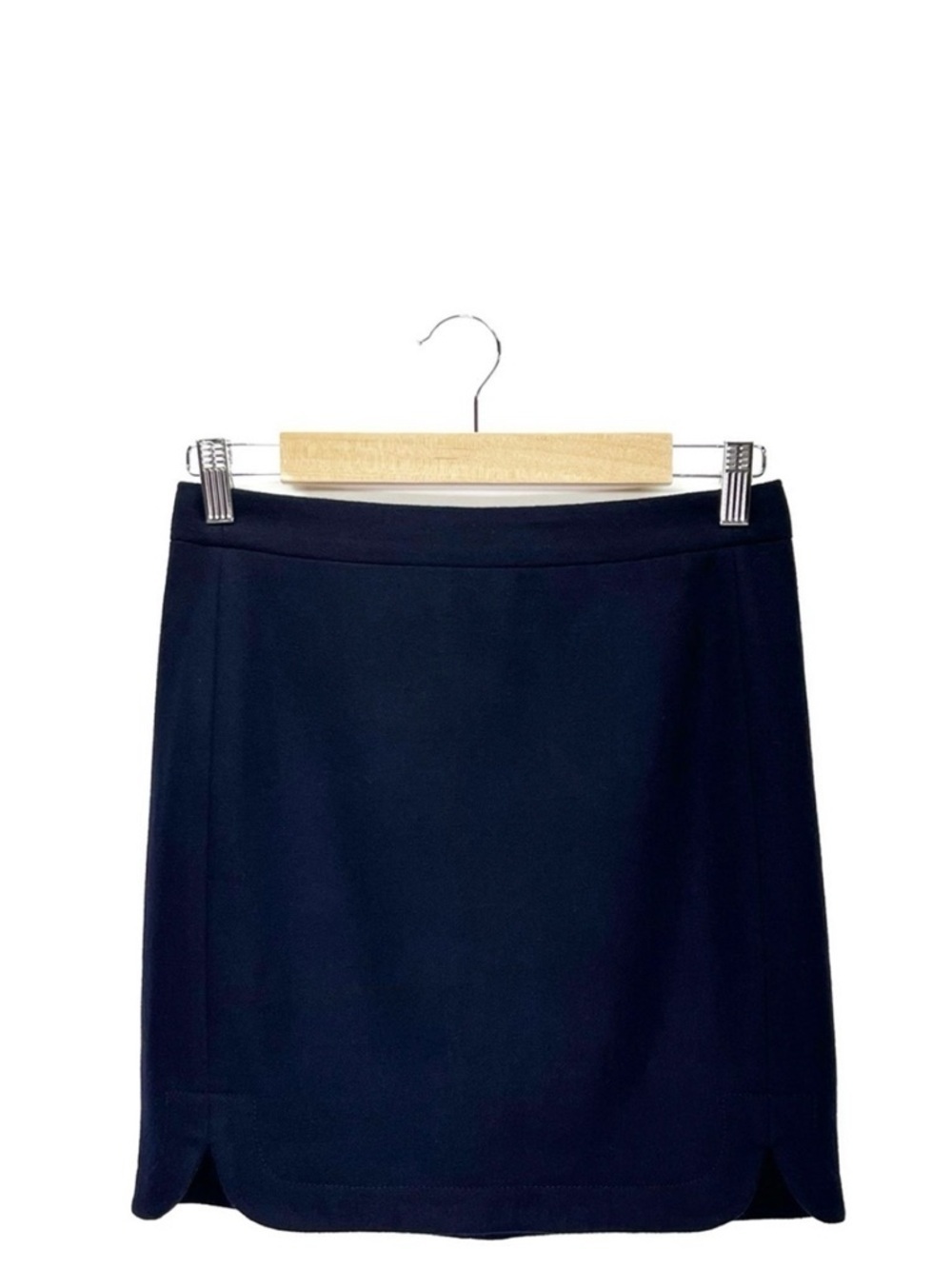 J.Crew Wool Blend Mini Skirt Shirtail Detailing Size 00 Dark Navy Blue xxs EUC